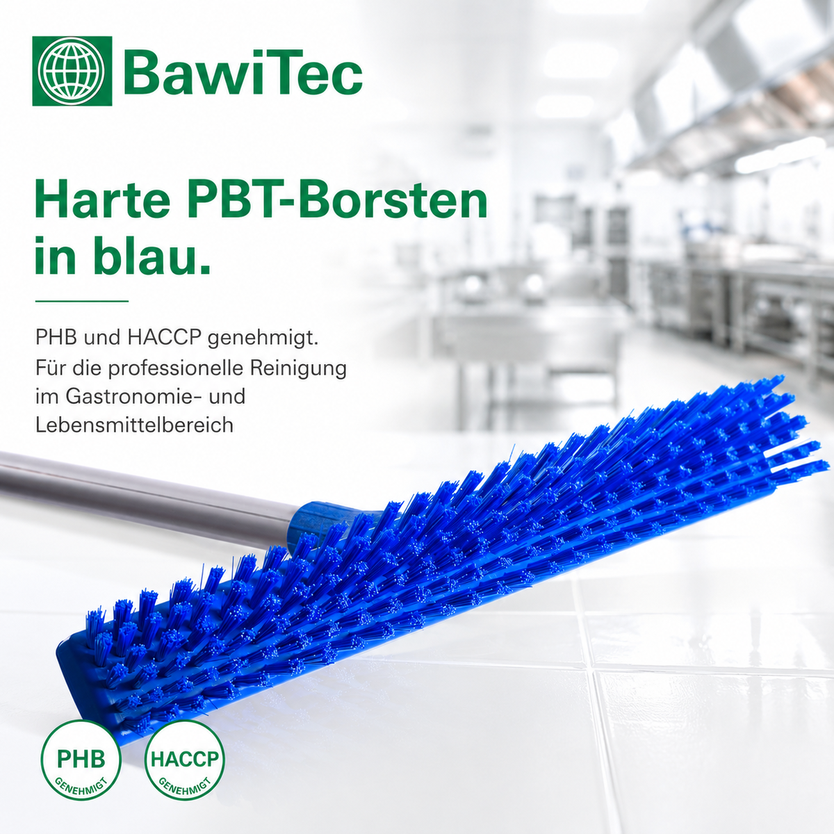 Profi Hygiene Schrubber Wischer weiß blau mit Stiel Aluminiumstiel
