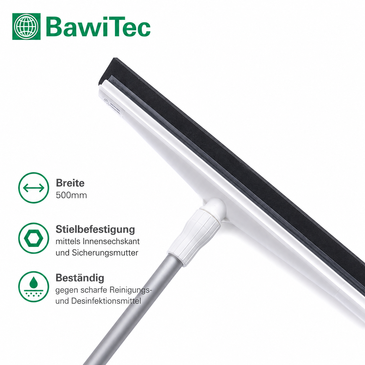 Profi Hygiene Wasserschieber Wasserabzieher mit Stiel weiß blau
