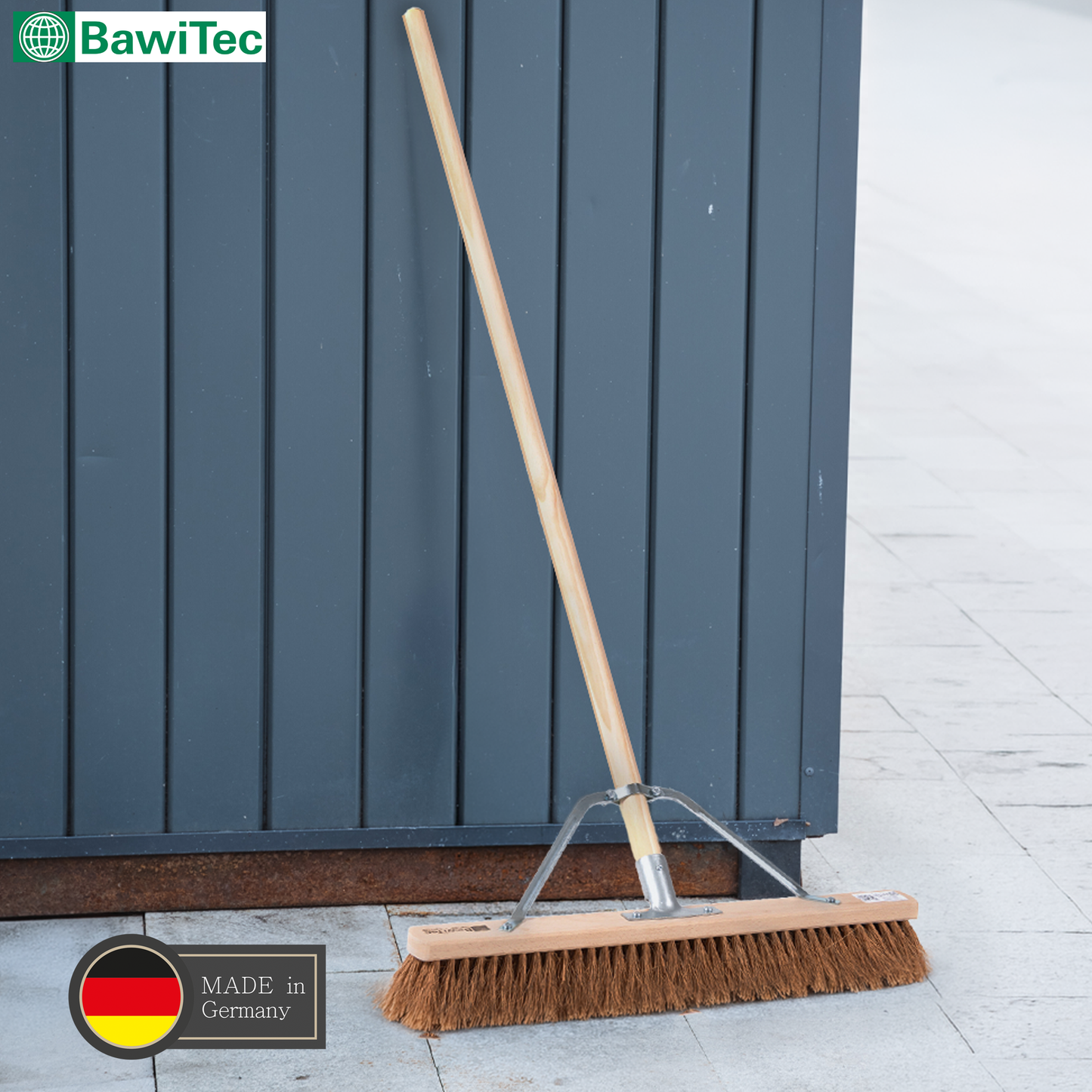 Kehrbesen Kokos-Borsten mit Stielstabilisator und Holzstiel Besenstiel Kokosbesen Naturfaser-Besen stabil