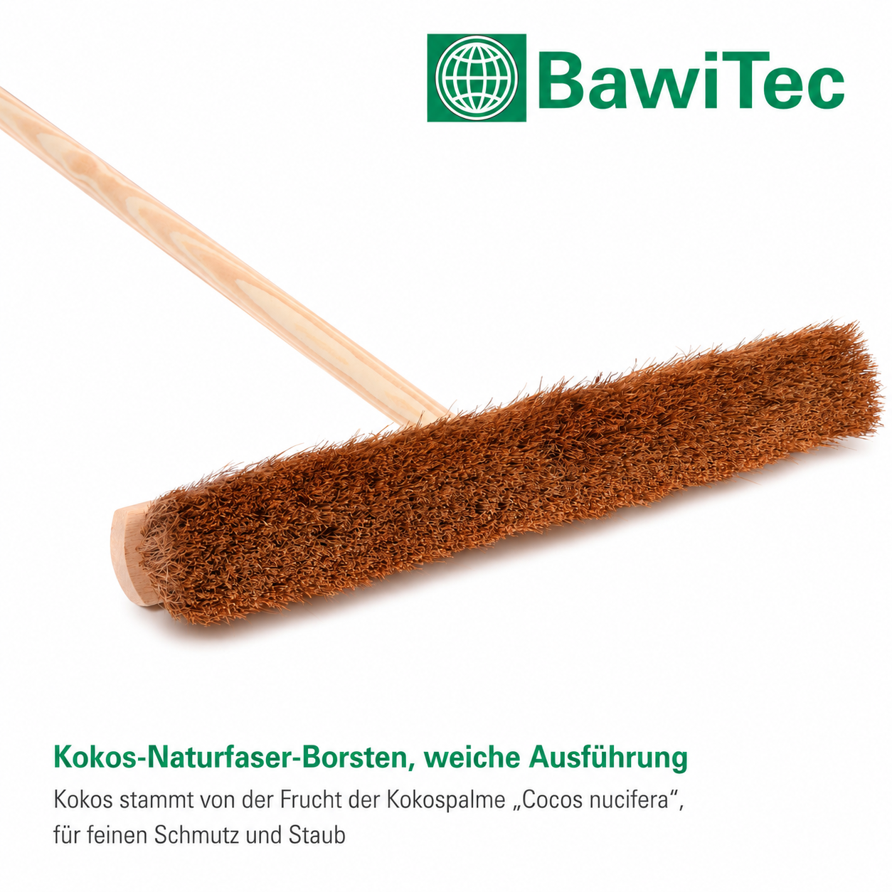 Handwerkerbesen Kokos Borsten Besen mit Stielloch und Stiel Besenstiel