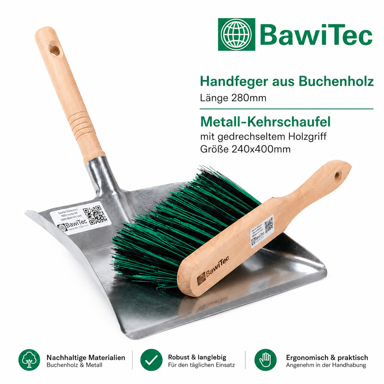 Allzweckbesen Set Komplett Kehrgarnitur BawiMix Besen Straßenbesen