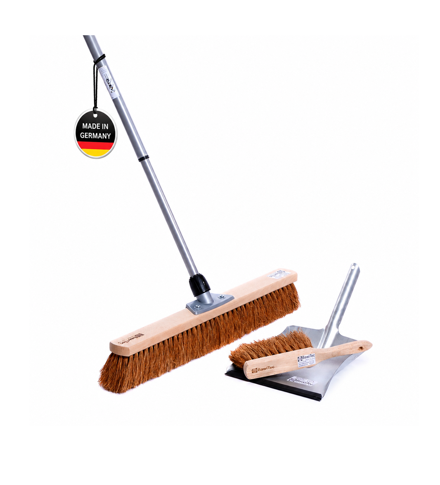 Coconut broom sweeping set coconut natural fiber bristles broom with telescopic handle hand brush and dustpan sweeping set