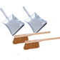 Pack of 2 sweeping set coconut hand brush 43cm long handle metal dustpan with lip