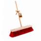 Street broom "Maxus" Elaston plastic bristles red with matching handle wooden handle robust and stable
