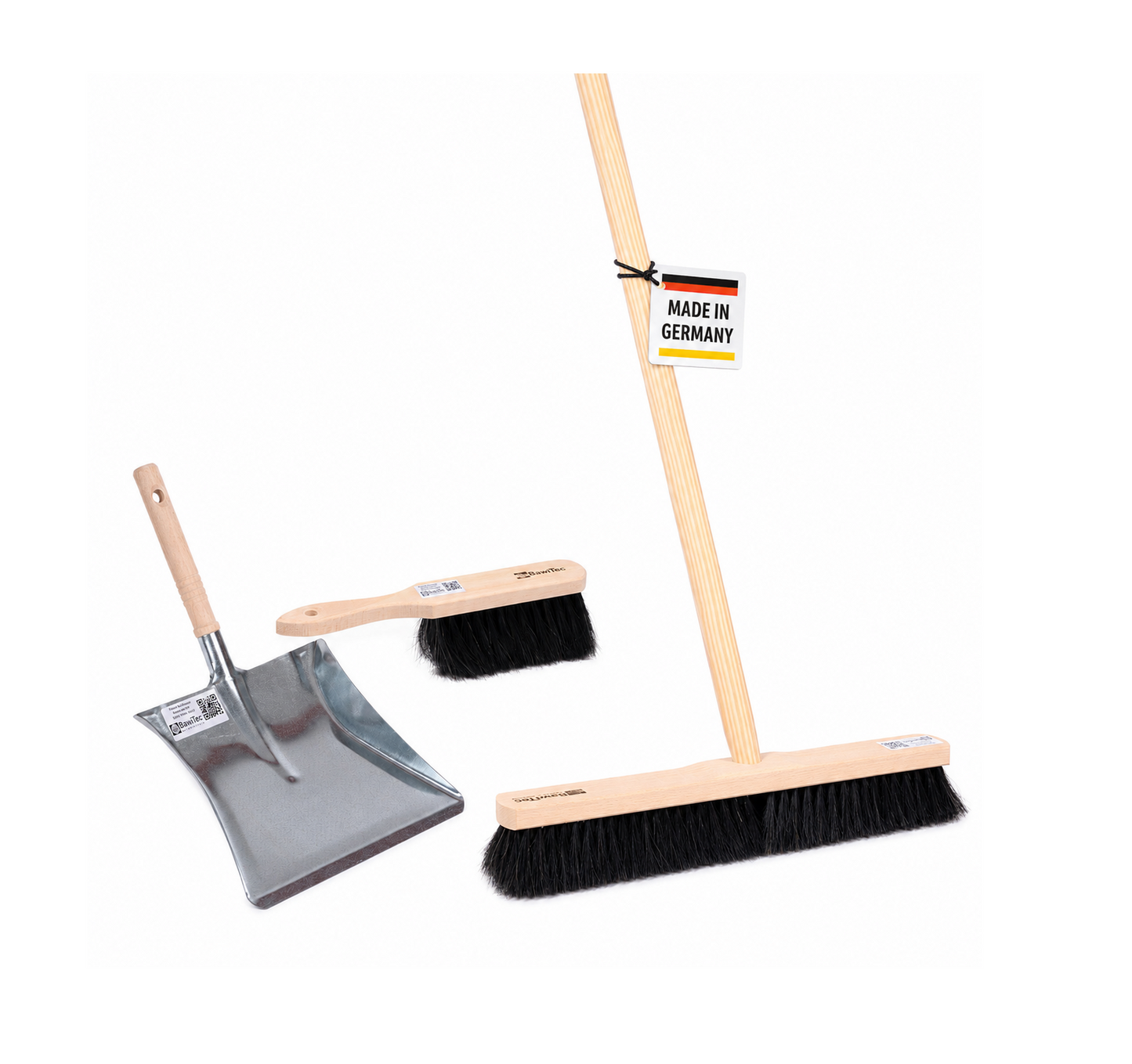 Natural hair broom sweeping set 4 pieces. Sweeping set complete set including handle hand brush and dustpan