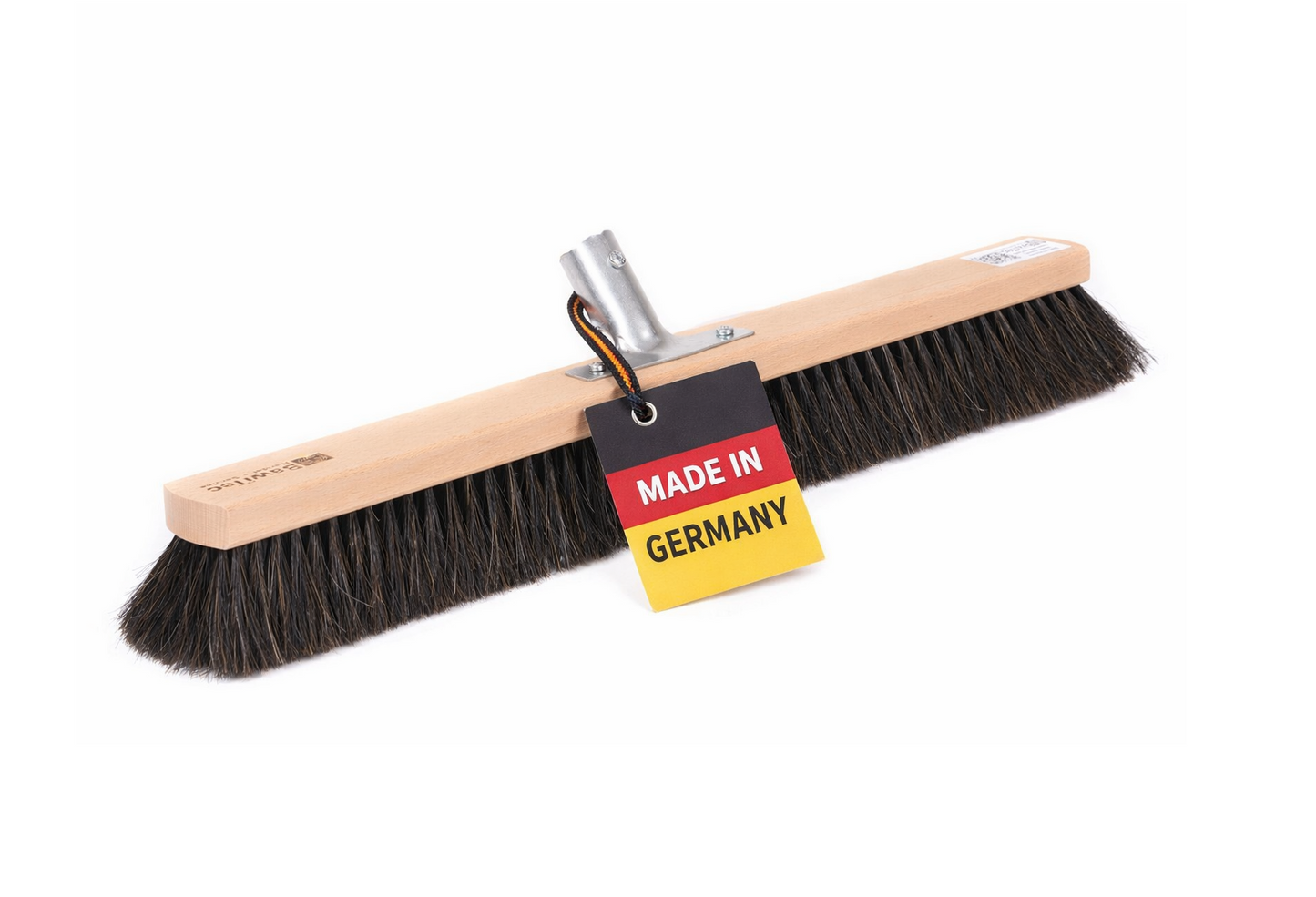 Sehr weicher Saalbesen Naturhaar-Rosshaar-Mischung mit Metallhalter verschraubt ohne Stiel Kehrbesen