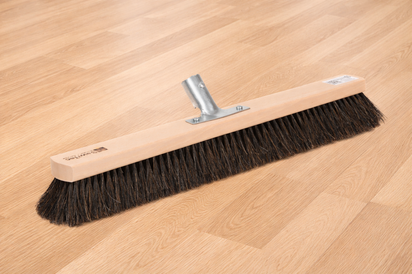 Sehr weicher Saalbesen Naturhaar-Rosshaar-Mischung mit Metallhalter verschraubt ohne Stiel Kehrbesen