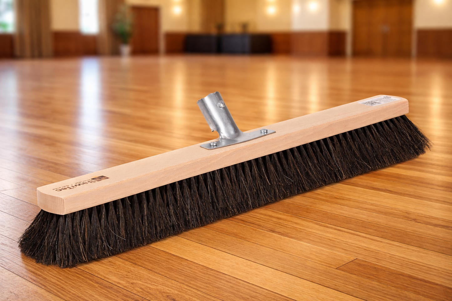 Sehr weicher Saalbesen Naturhaar-Rosshaar-Mischung mit Metallhalter verschraubt ohne Stiel Kehrbesen