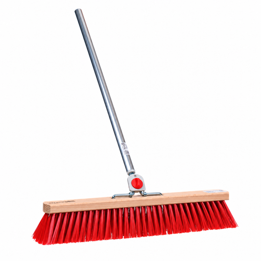 4-Loch Straßenbesen mit Alustiel – PET-Borsten, 40–80 cm Breit