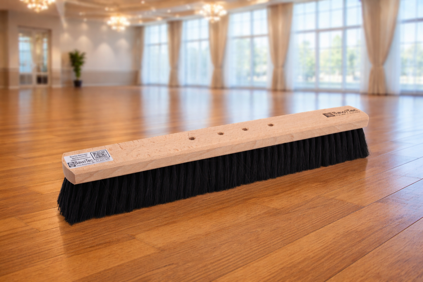 Hall broom synthetic hair bristles black with 4-hole changing system, without handle