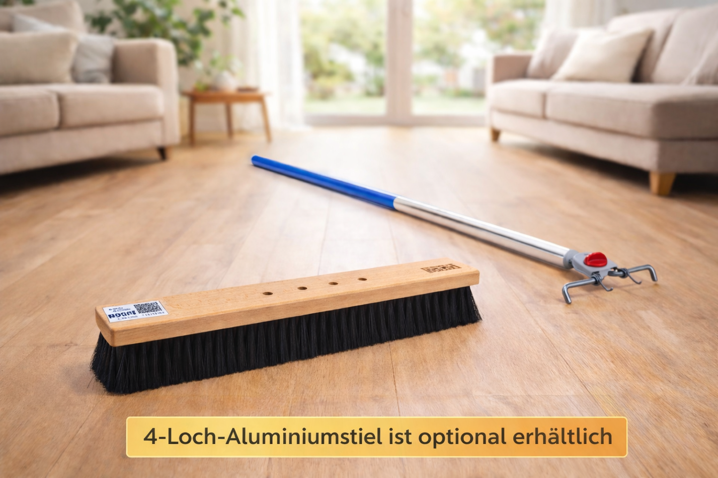 Hall broom synthetic hair bristles black with 4-hole changing system, without handle