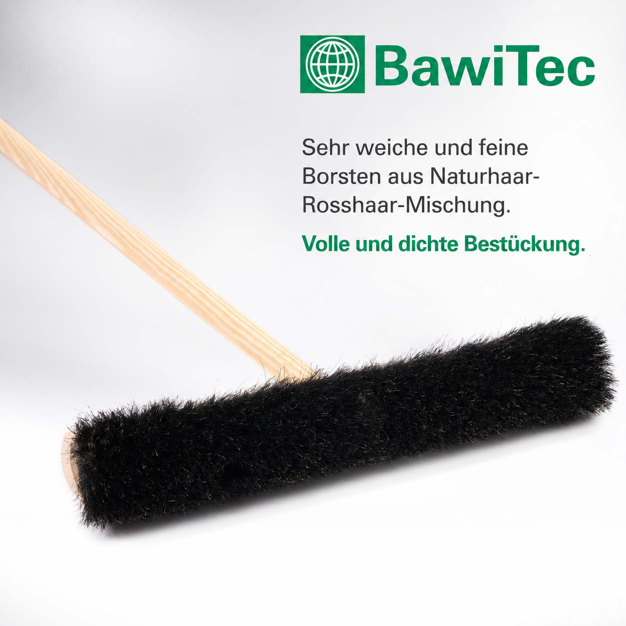 Saalbesen feine weiche Rosshaar Borsten Besen mit Stielloch und Stiel Besenstiel