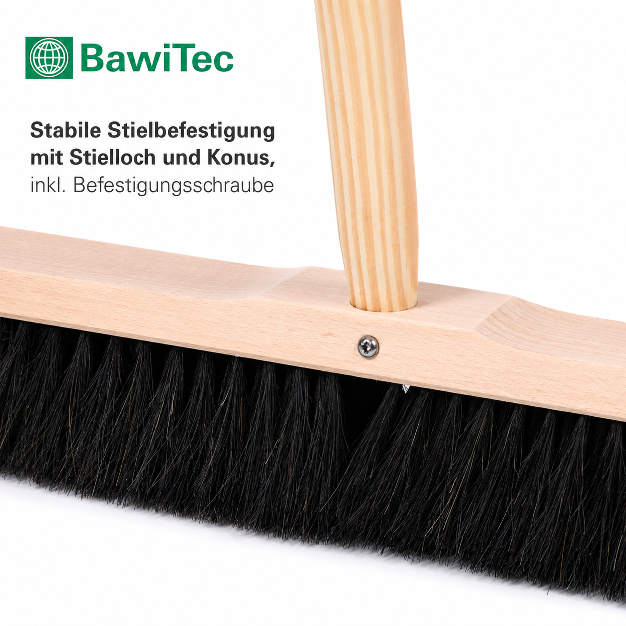 Saalbesen feine weiche Rosshaar Borsten Besen mit Stielloch und Stiel Besenstiel