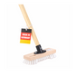 Schrubber 22cm mit Bart/Rand und passendem Holzstiel weiße Kunststoff-Borsten