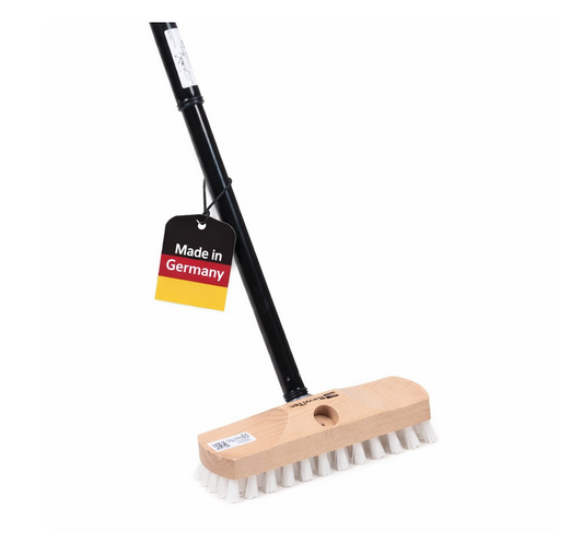 Scrubber 22cm with telescopic handle, infinitely adjustable, max. 130cm length, white plastic bristles