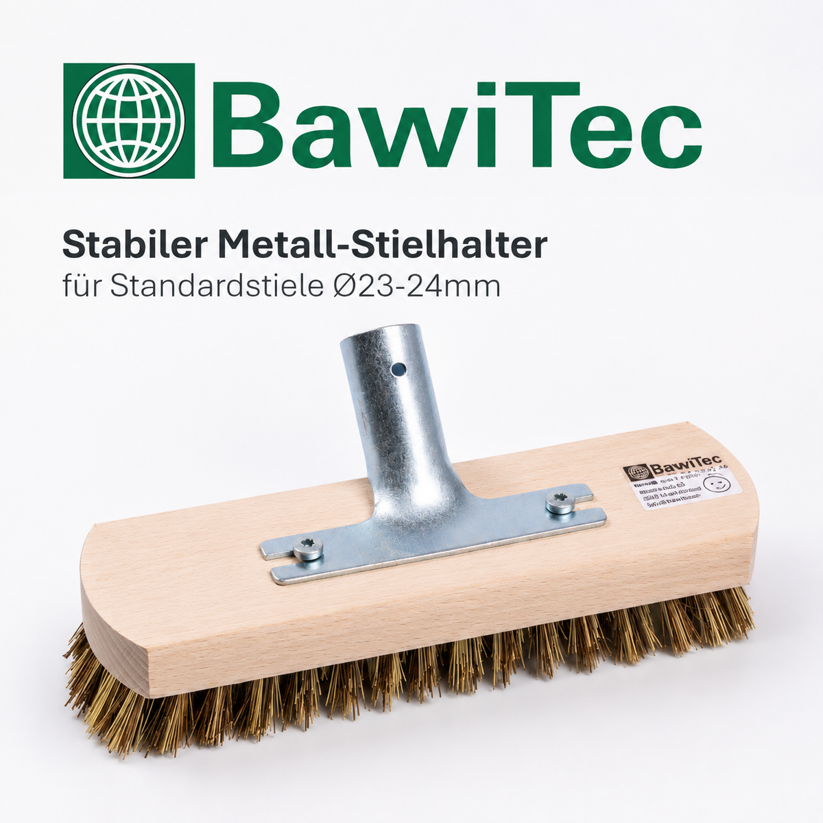 Schrubber 225mm mit harten UnionMix-Borsten, Bart/Borstenrand und Metall-Stielhalter ohne Stiel