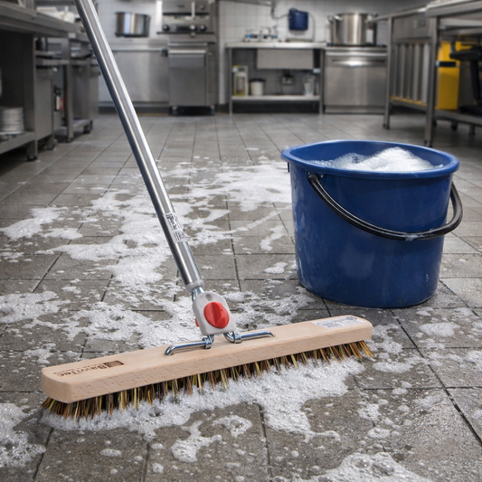 Schrubber 40cm Breite UnionMix-hart mit 4-Loch-Wechselsystem und Stiel Metallstiel 145cm Länge