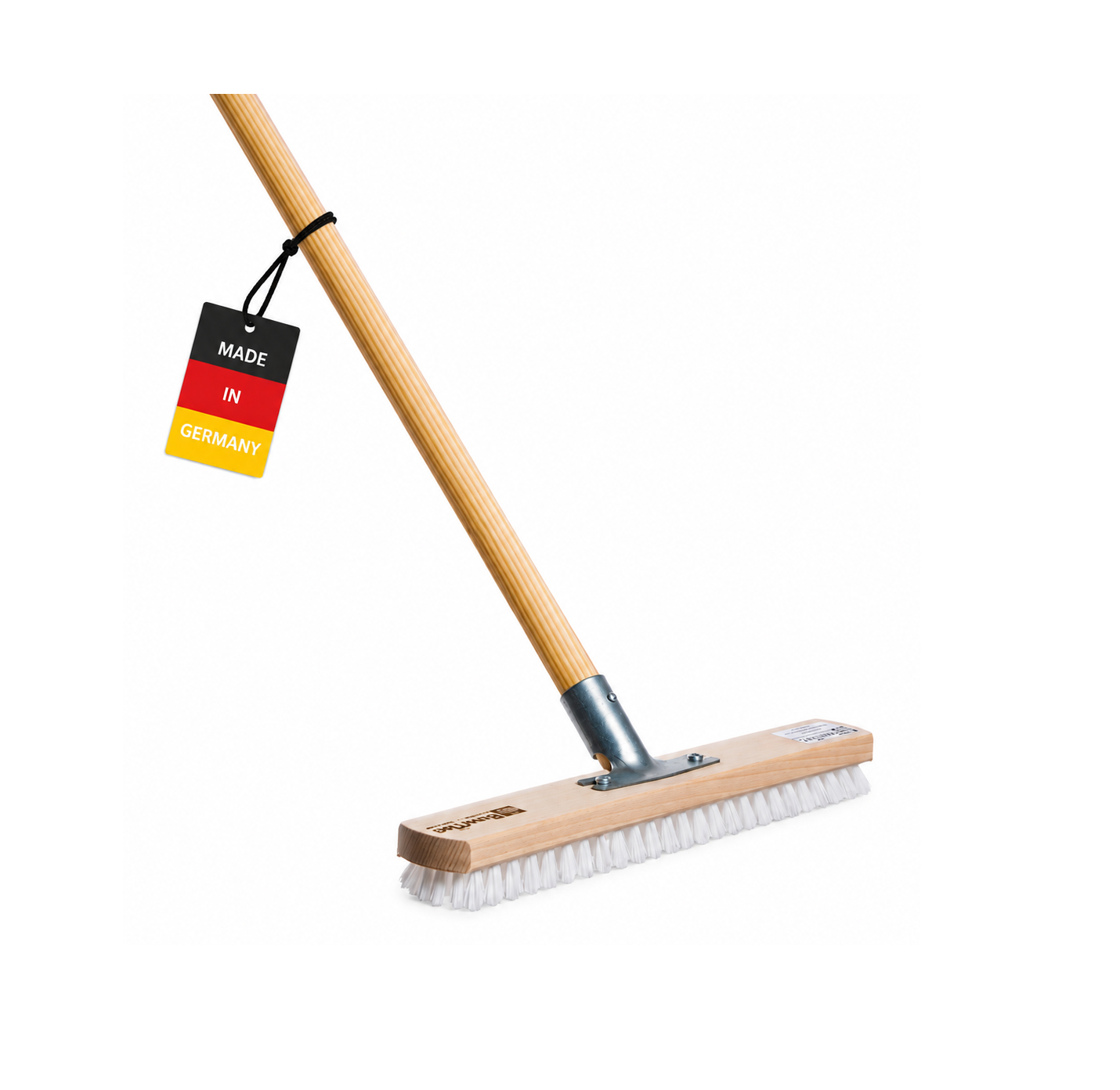 Professional large area scrubber 40cm wide with metal holder and wooden handle 140cm long 