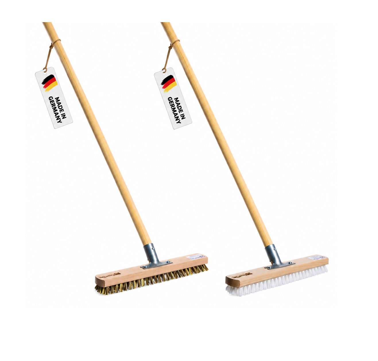 Professional large area scrubber 40cm wide with metal holder and wooden handle 140cm long 