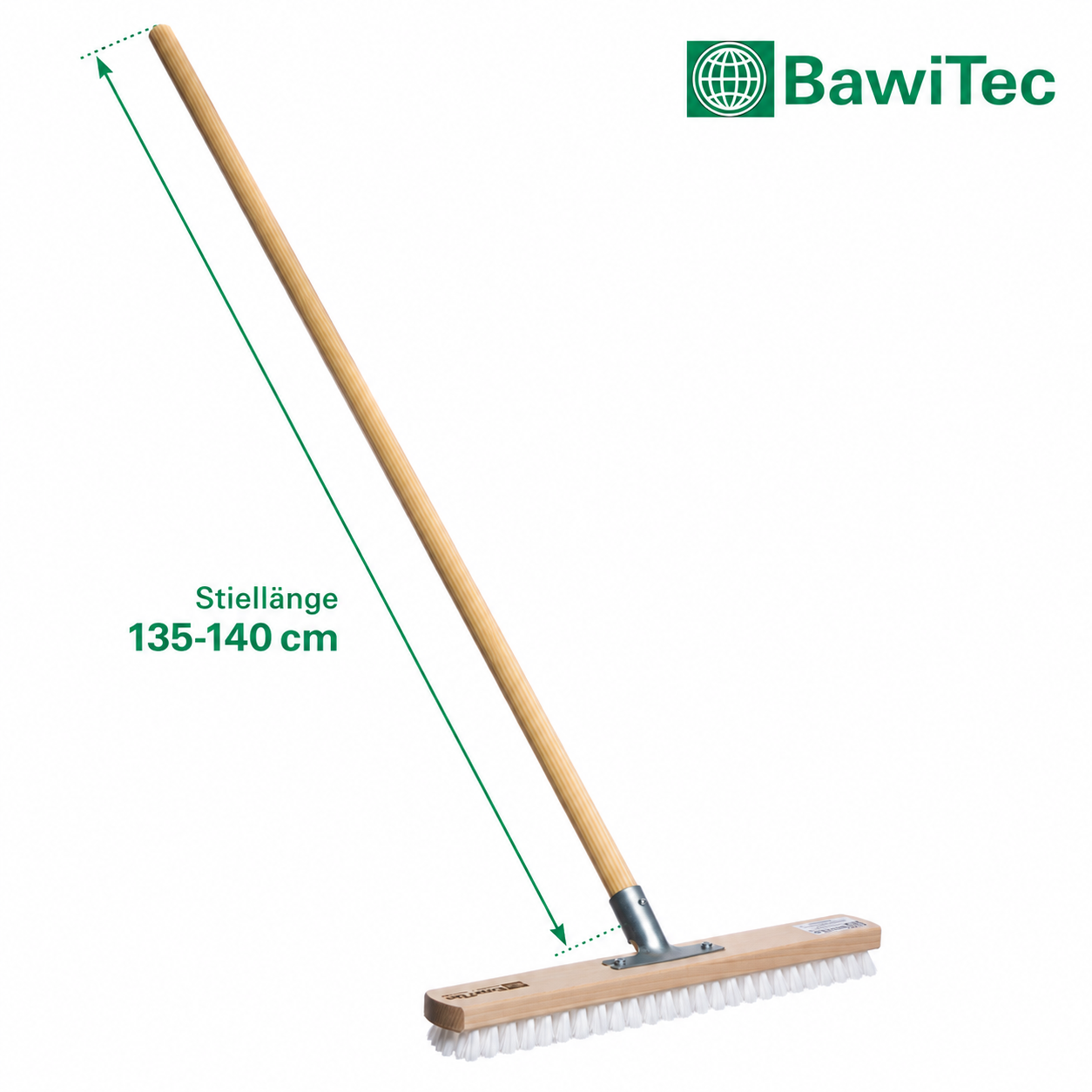 Professional large area scrubber 40cm wide with metal holder and wooden handle 140cm long 