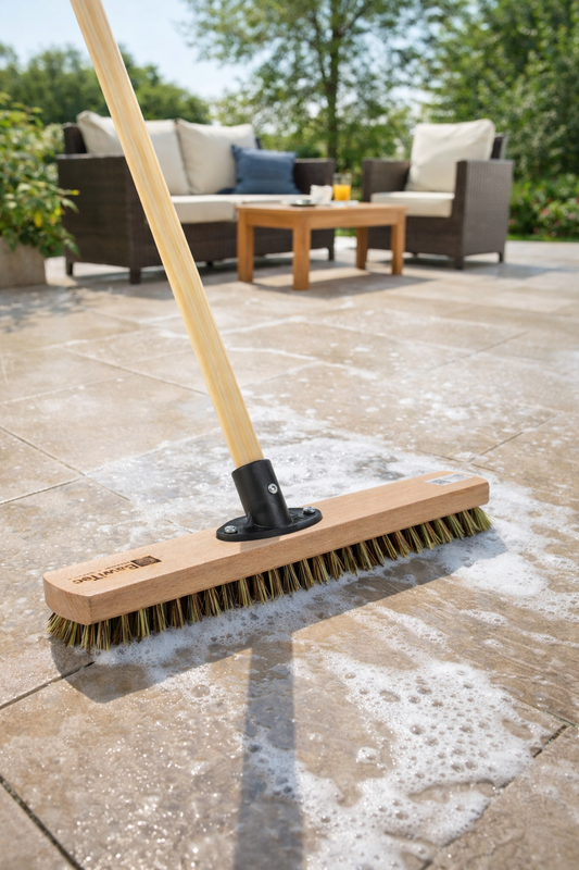 Großraumschrubber 40cm Breit UnionMix-Borsten hart inkl. Holzstiel Schrubber mit Stiel