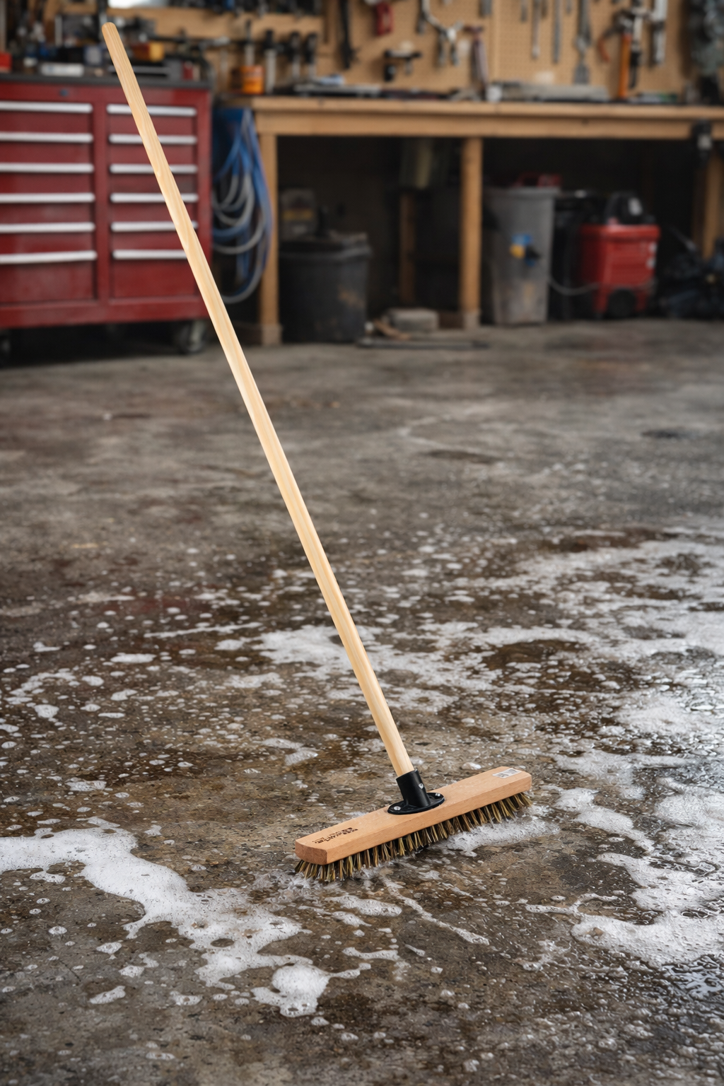 Großraumschrubber 40cm Breit UnionMix-Borsten hart inkl. Holzstiel Schrubber mit Stiel