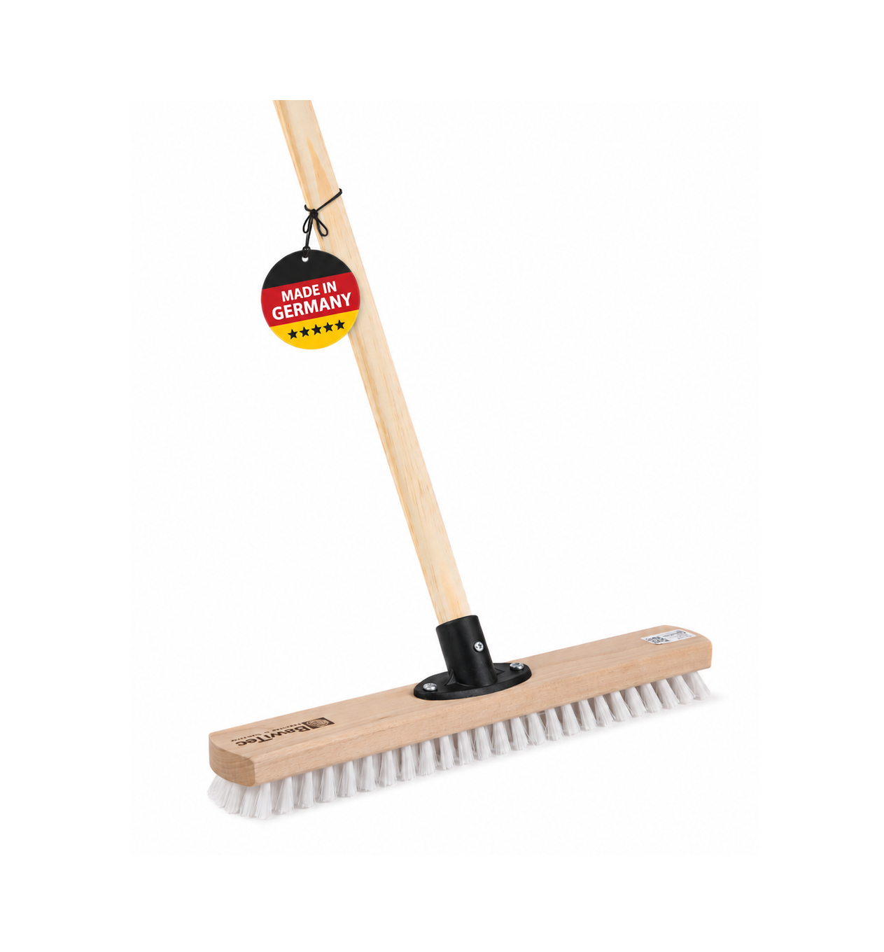 XXL Holz Schrubber 40cm Breit mit Stiel 140cm Lang weiße Kunstfaser Borsten