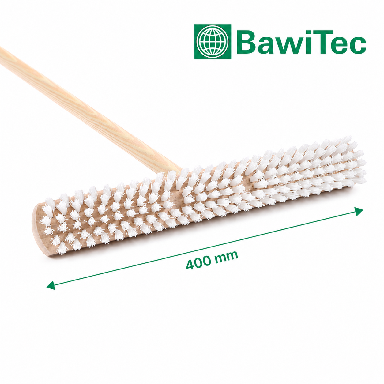 XXL Holz Schrubber 40cm Breit mit Stiel 140cm Lang weiße Kunstfaser Borsten
