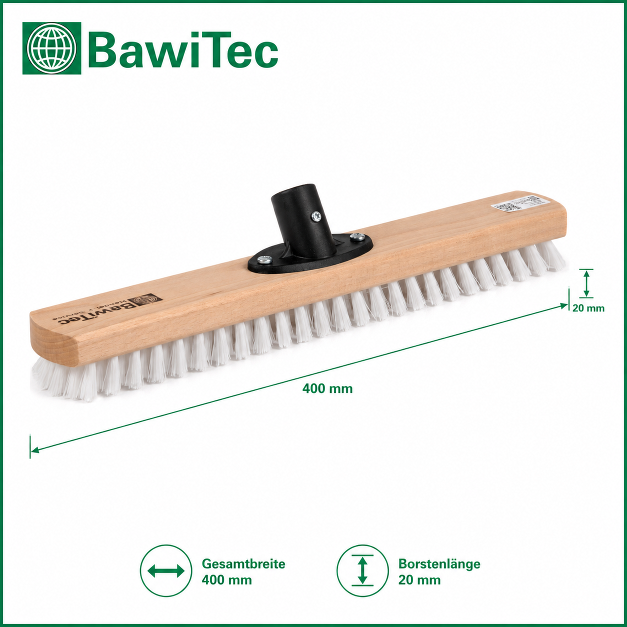 Professional scrubber large-capacity scrubber 40cm with plastic holder screwed without handle wooden scrubber