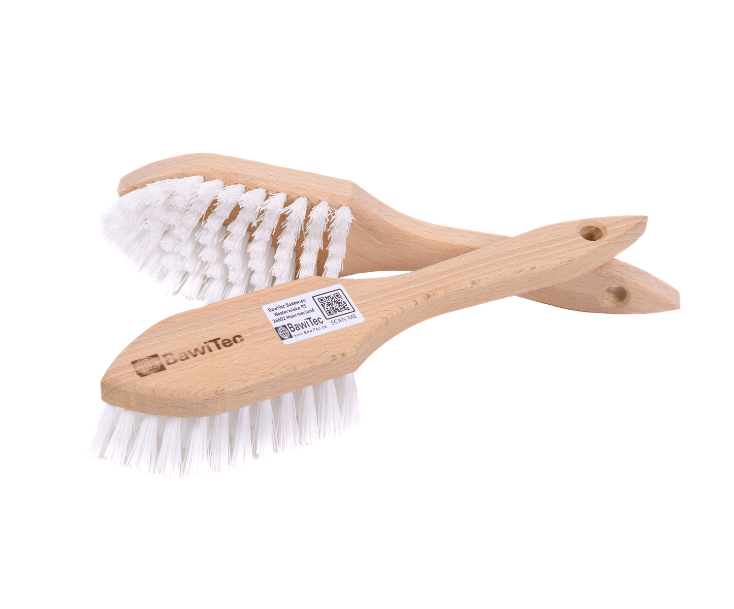 Pack of 2 pointed handle brushes, cleaning brushes, 265 mm, ppn bristles, white, scrubbing brushes
