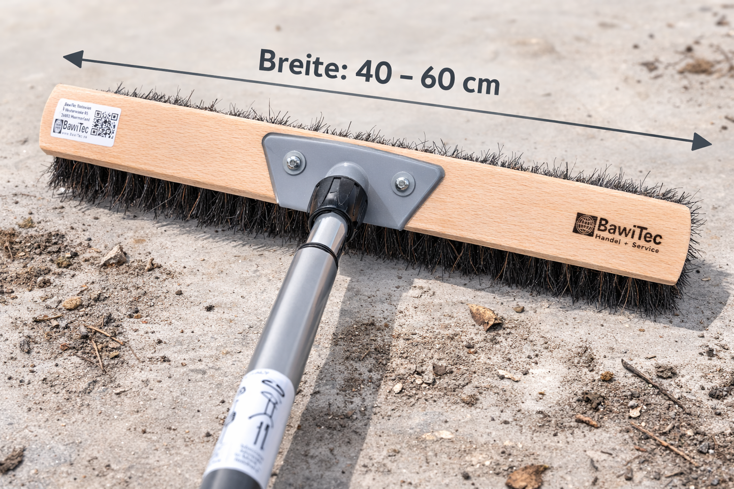 Arengabesen nass/öl-beständig mit Teleskopstiel max. 200cm Länge Naturfaser-Borsten Besen mit Stiel