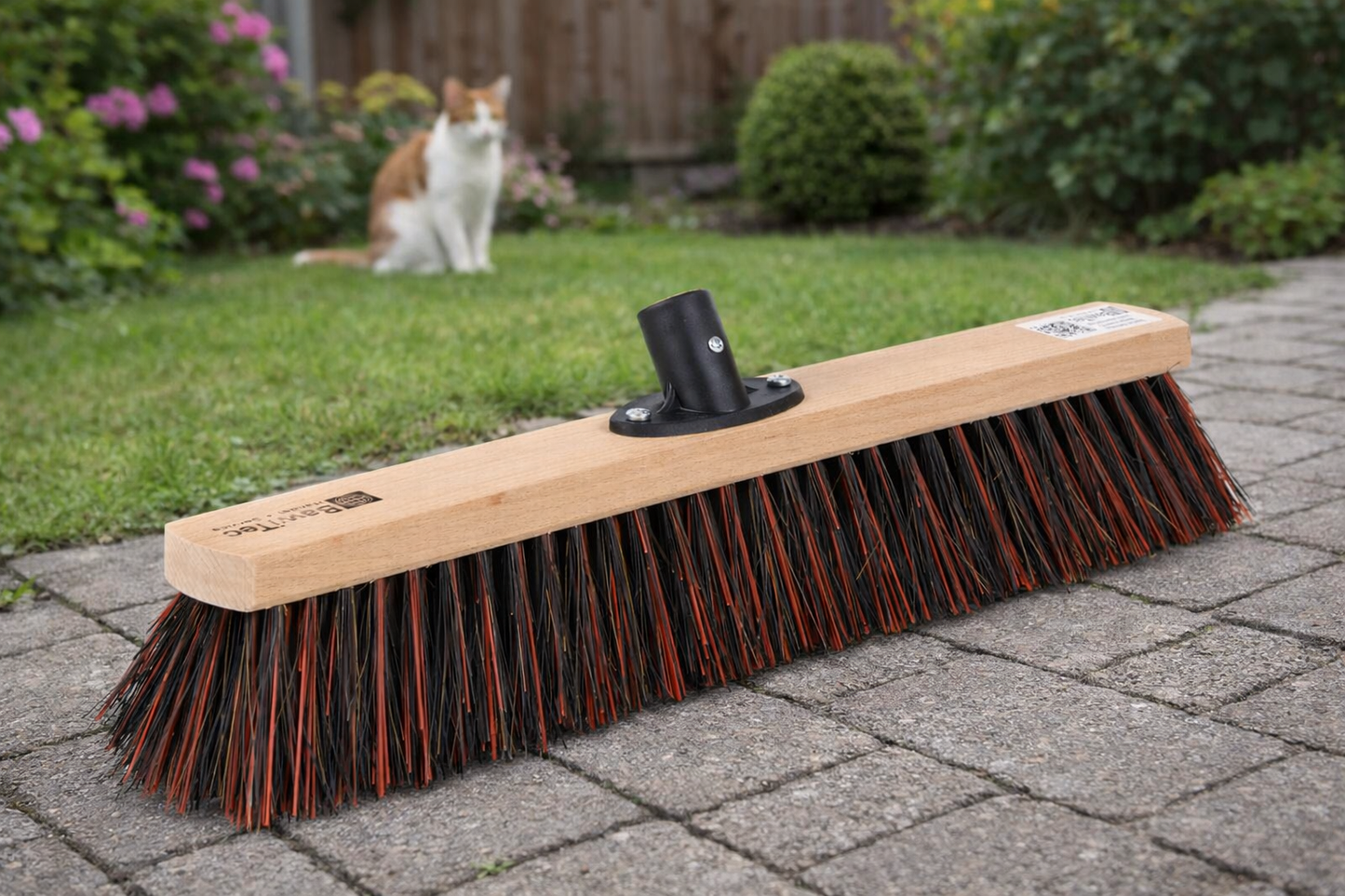 Professional street broom ArengaMix bristles with plastic handle holder for coarse and fine dirt