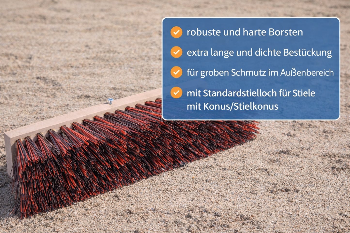 Robuster Straßenbesen BahiaMix-Borsten mit Stielloch Strassenfeger langen Borsten