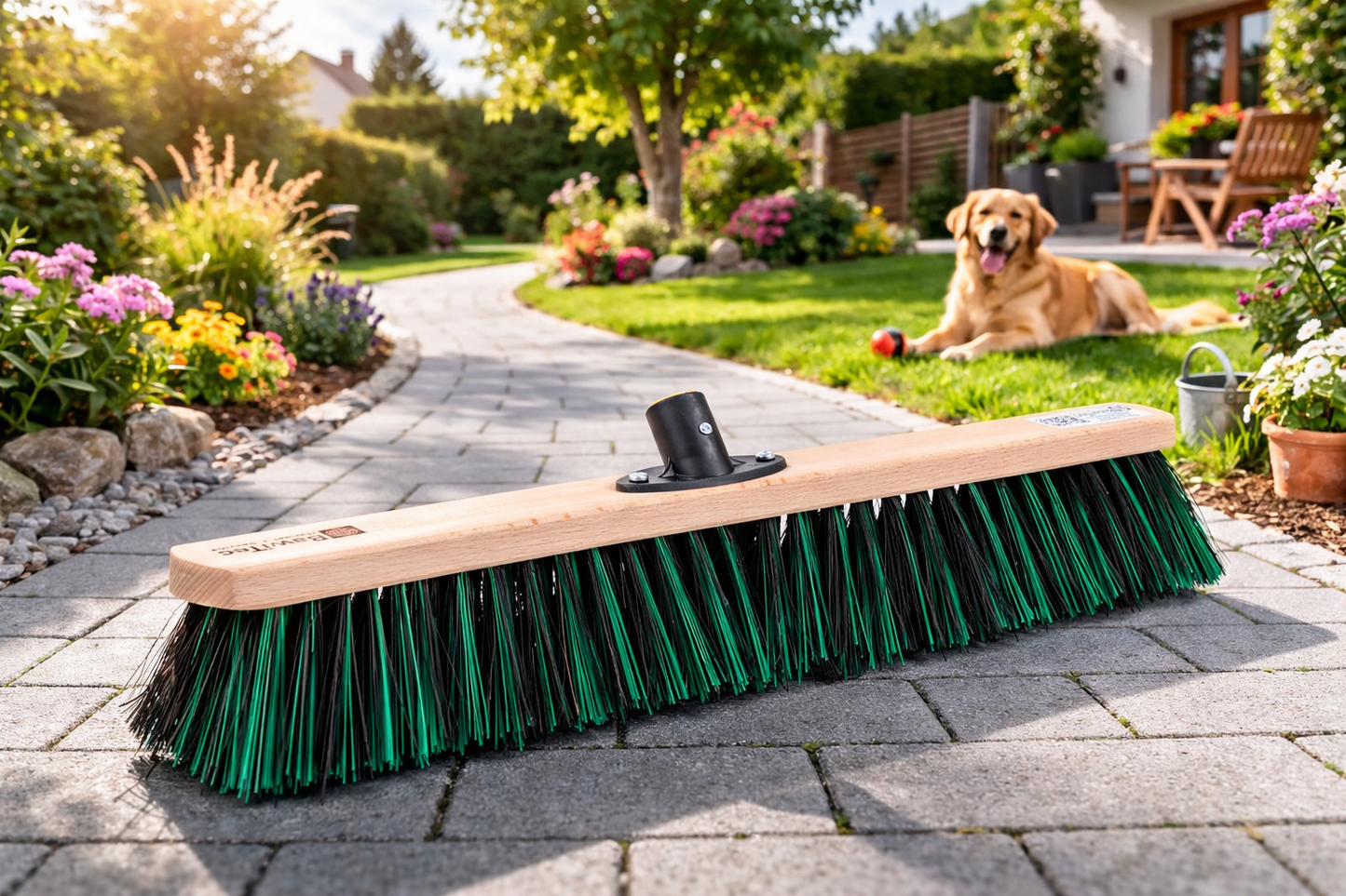 Profi Straßenbesen BawiMix-Borsten Mischung mit Universal-Kunststoffhalter Besen ohne Stiel Kehrbesen