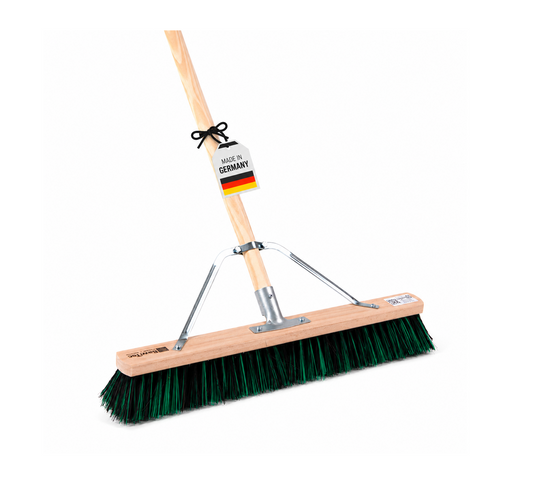 Spezialbesen BawiMix-Borsten mit Stielstabilisator und Holzstiel/Stiel Kehrbesen für groben und feinen Schmutz