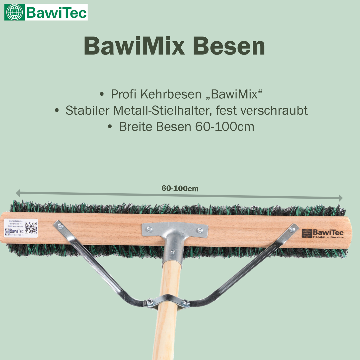 Special broom BawiMix bristles with handle stabilizer and wooden handle/handle sweeping broom for coarse and fine dirt