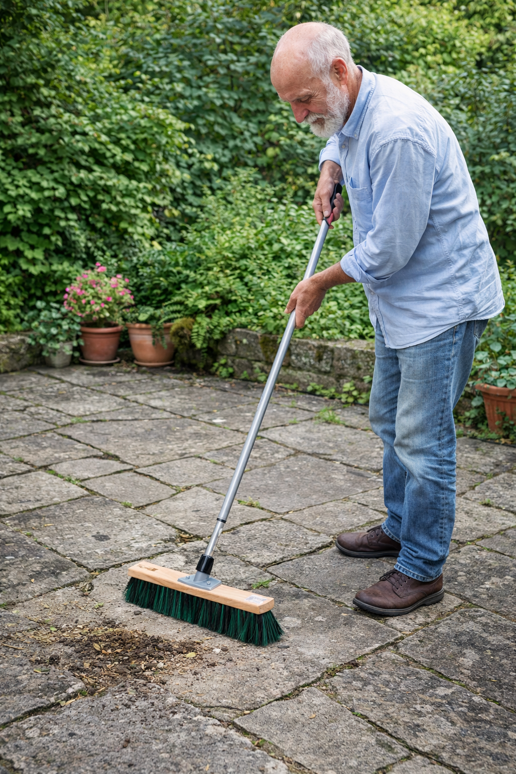 Hochwertiger Allroundbesen mit BawiMix-Borsten Besen mit Teleskopstiel stufenlos verstellbar Straßenbesen Gartenbesen