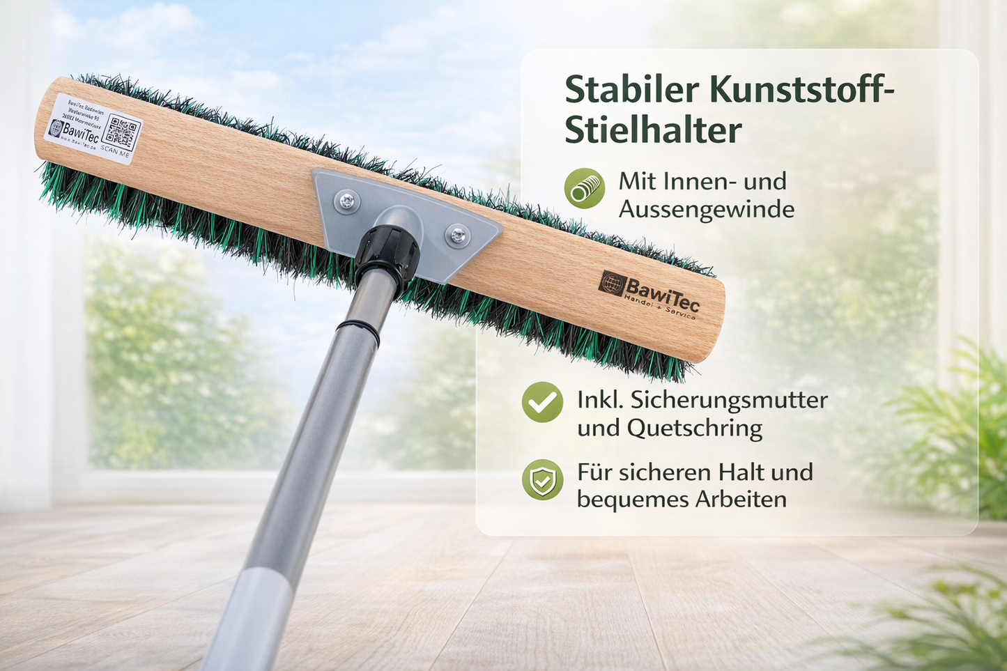 Hochwertiger Allroundbesen mit BawiMix-Borsten Besen mit Teleskopstiel stufenlos verstellbar Straßenbesen Gartenbesen