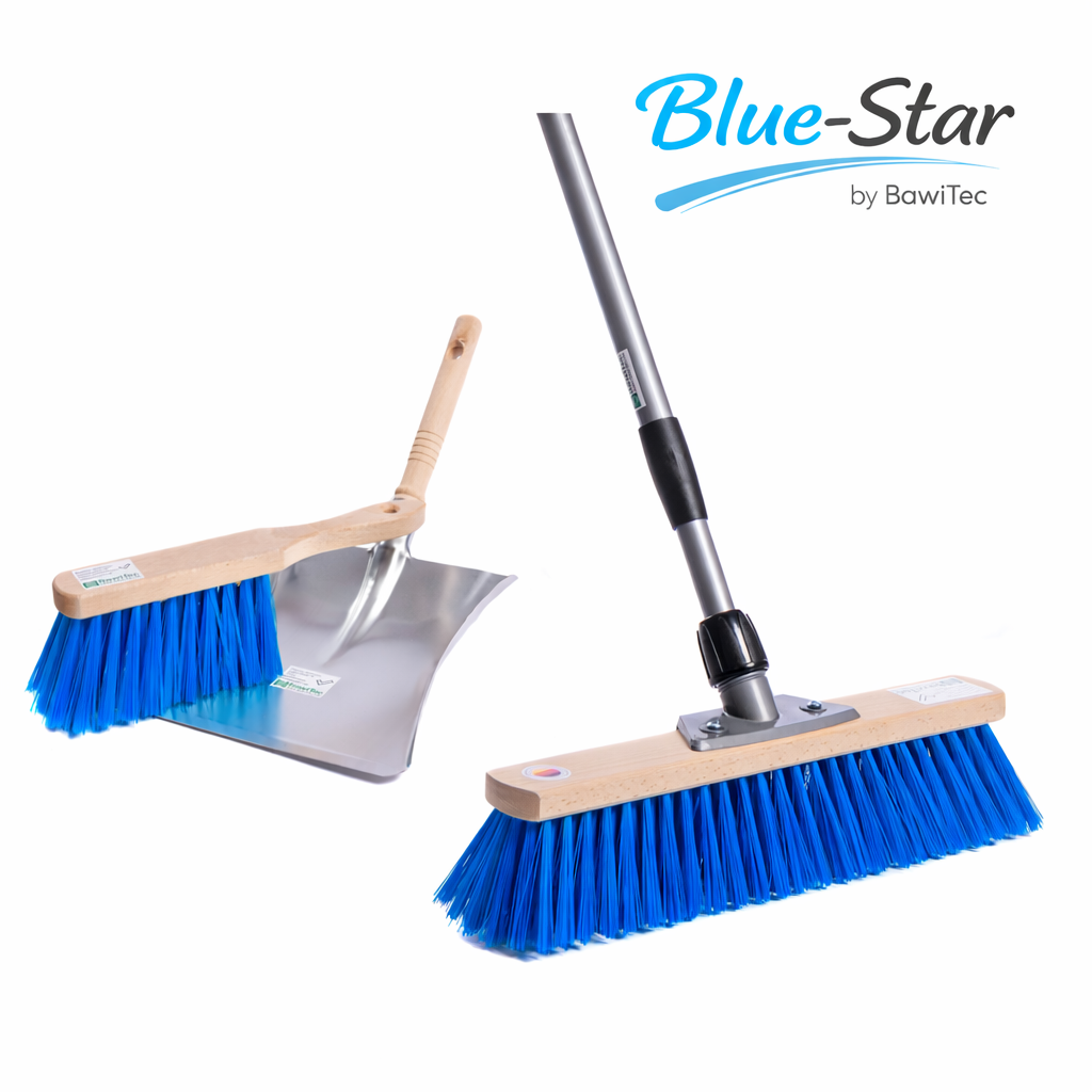 "Blue-Star" Straßenbesen Set verschiedene Varianten Besen Handfeger Kehrschaufel mit Stiel