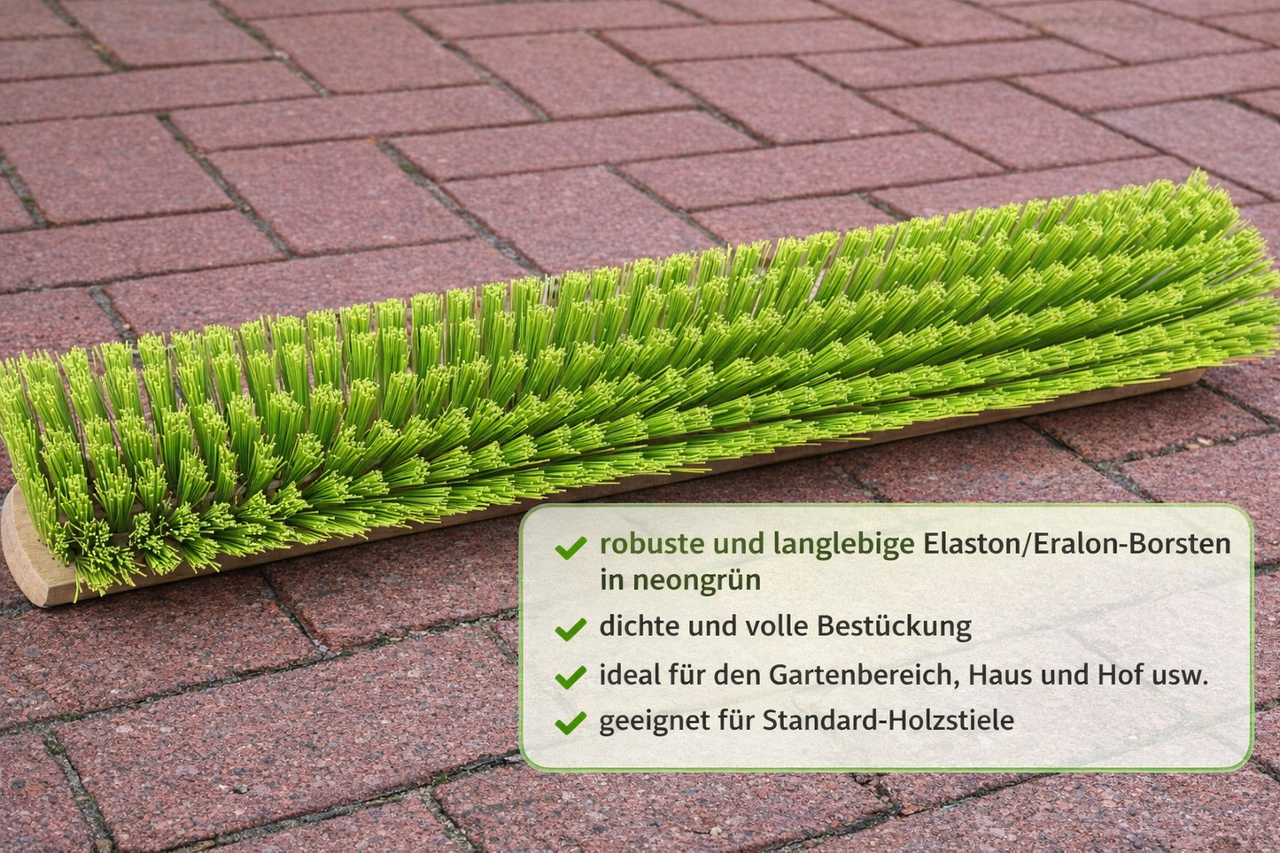 Profi Straßenbesen Elaston-Borsten neongrün mit Metall-Stielhalter Besen Gartenbesen ohne Stiel