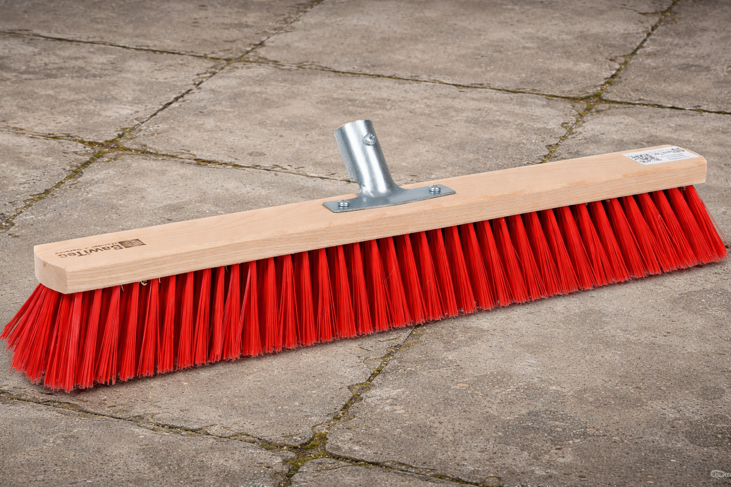 Qualitäts Straßenbesen Elaston-Borsten rot mit Metallhalter verschraubt Besen ohne Stiel
