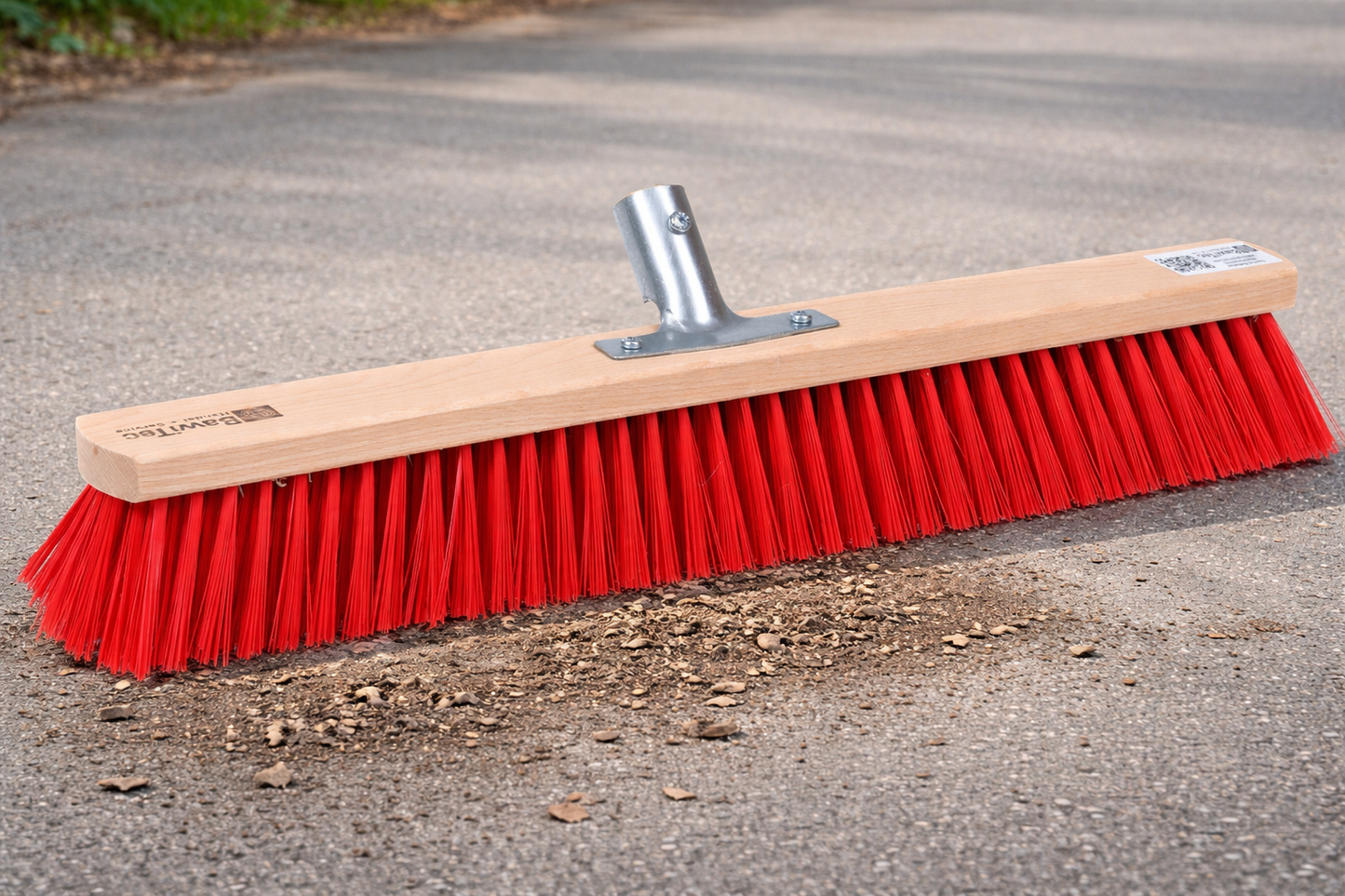 Qualitäts Straßenbesen Elaston-Borsten rot mit Metallhalter verschraubt Besen ohne Stiel