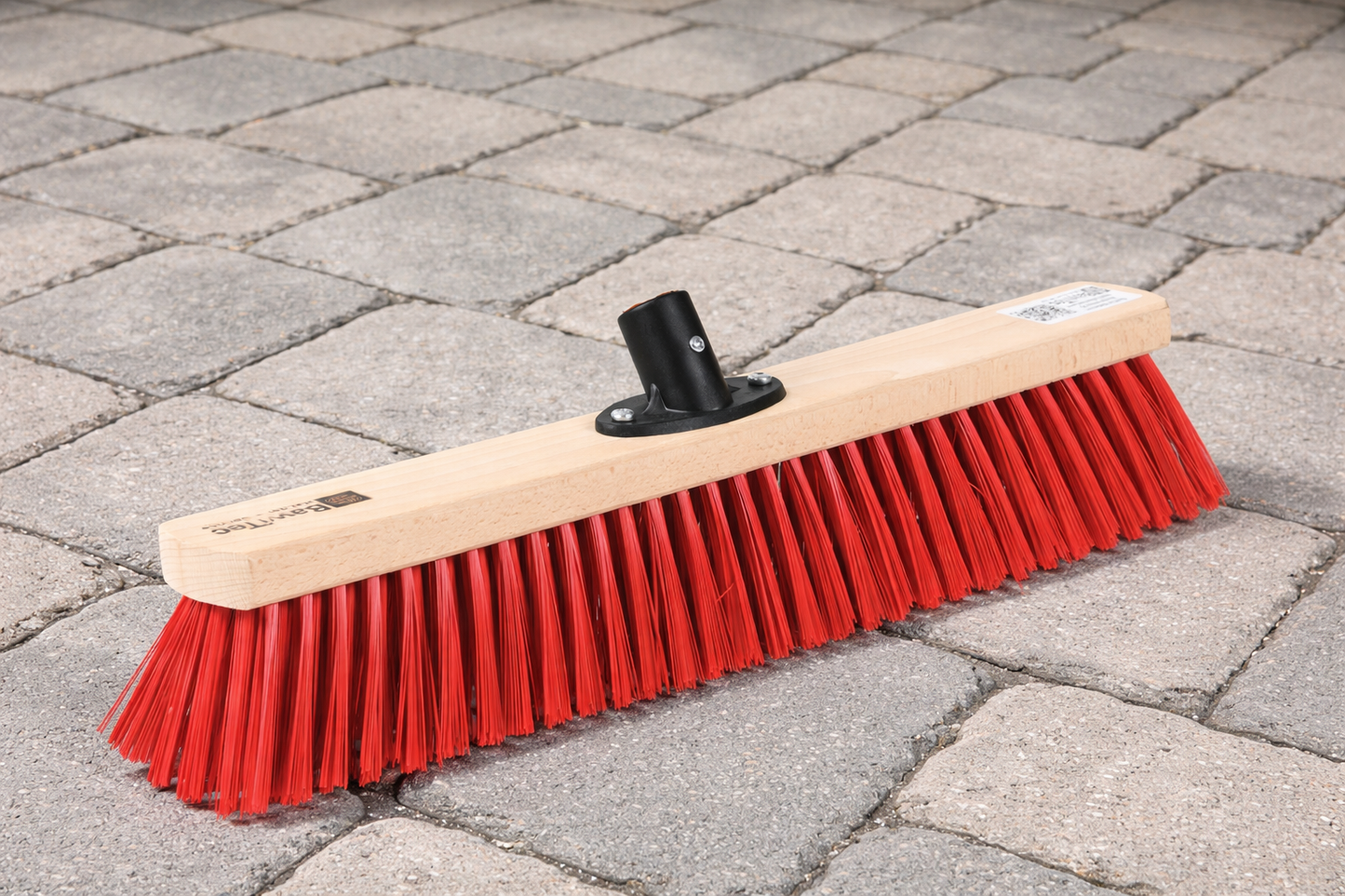 Straßenbesen Elaston-Kunststoffborsten rot mit Kunststoff-Stielhalterung für Stiele Kehrbesen