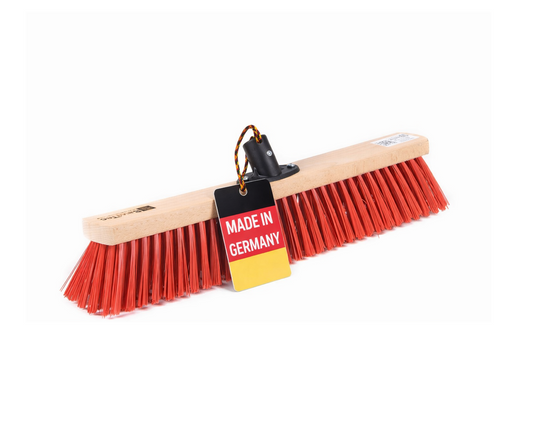 Street broom Elaston plastic bristles red with plastic handle holder for sweeping broom handles