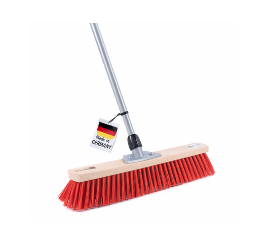 Street broom Elaston plastic bristles red with metal handle telescopic handle extendable sweeping broom broom with handle