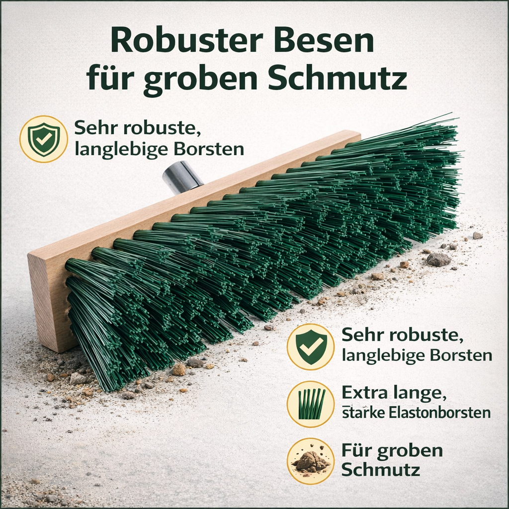 Robuster Straßenbesen Stall- und Gartenbesen extra lange PT-Borsten Besen