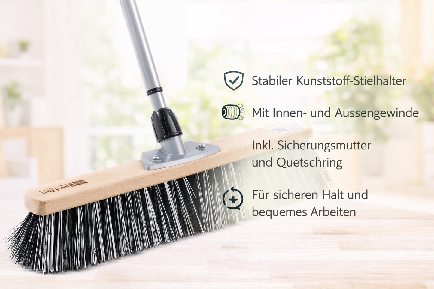 Straßenbesen OssiBlitz Borsten-Mix hart mit Teleskopstiel verstellbarer Stiel Besenstiel Borstenmischung