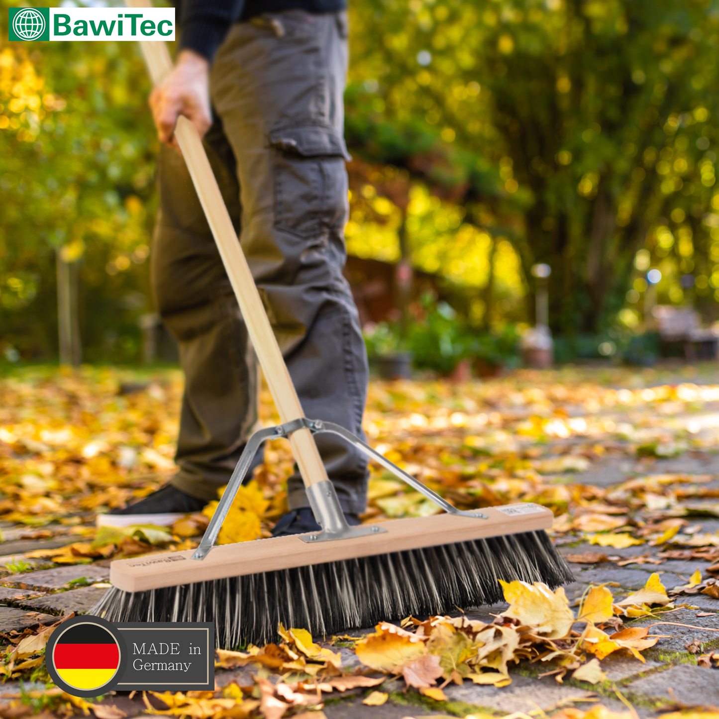 Special broom OssiBlitz broom with handle stabilizer and wooden handle Professional broom heavy duty version