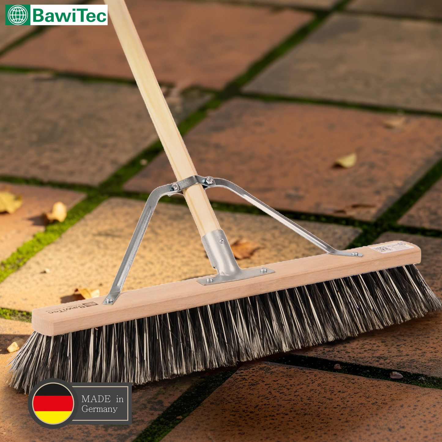 Special broom OssiBlitz broom with handle stabilizer and wooden handle Professional broom heavy duty version