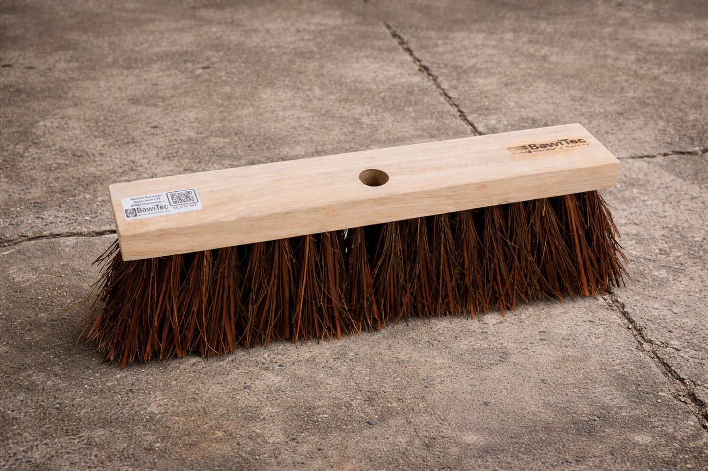 Robuster Piassava Straßenbesen mit Stielloch für Standard-Besenstiele, ohne Stiel